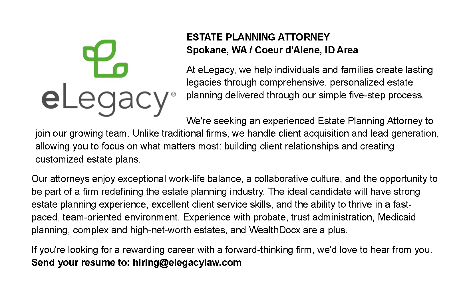eLegacy Spokane Bar Association Ad