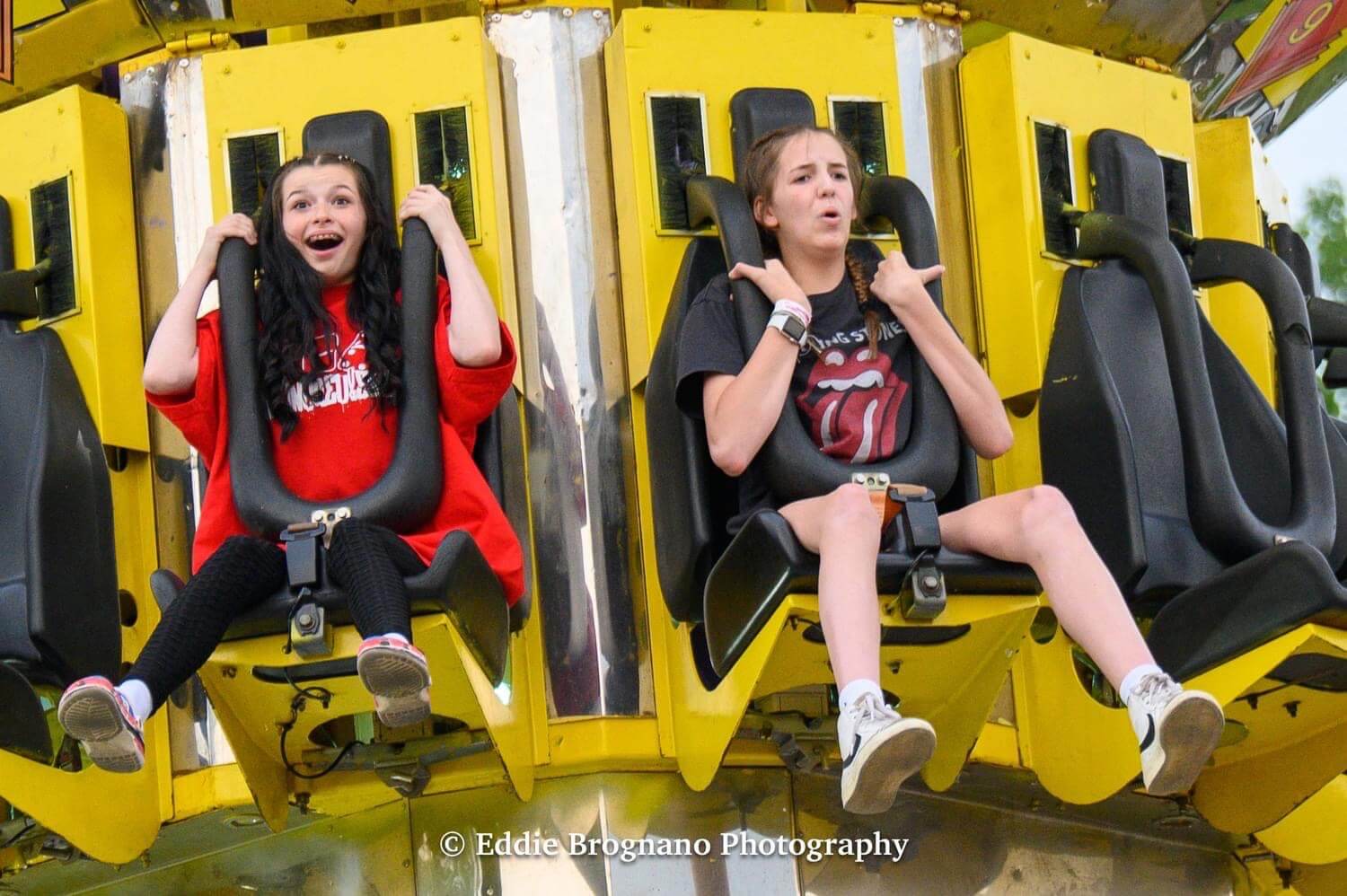 Kids riding a ride at Oregon Summer Fest in Oregon, Wisconsin