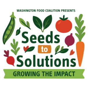 SeedsToSolutions_Logo-01 Conference logo of colorful produce and leaves that reads seeds to solutions growing the impact