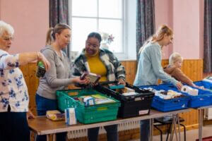 sorting food donations sorting food donations