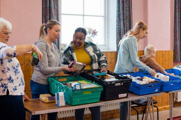 sorting food donations