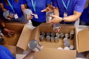 volunteers packing boxes volunteers packing boxes
