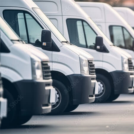 fleet trucks in a line