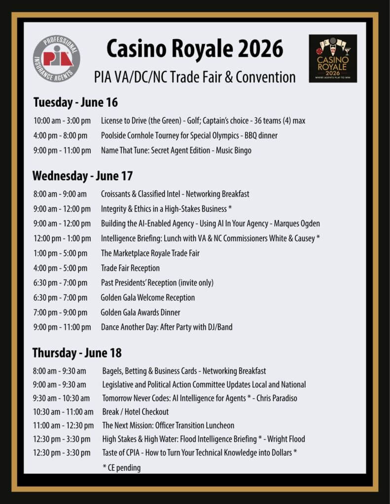 2026 PIA VA/DC/NC Trade Fair &amp; Convention Agenda