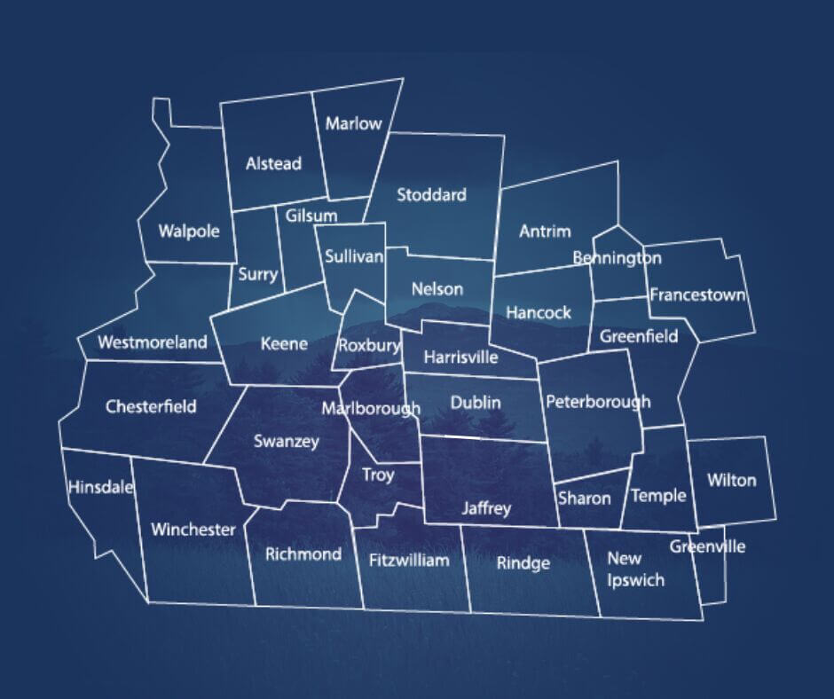 Map of the 33 towns of the Monadnock Region