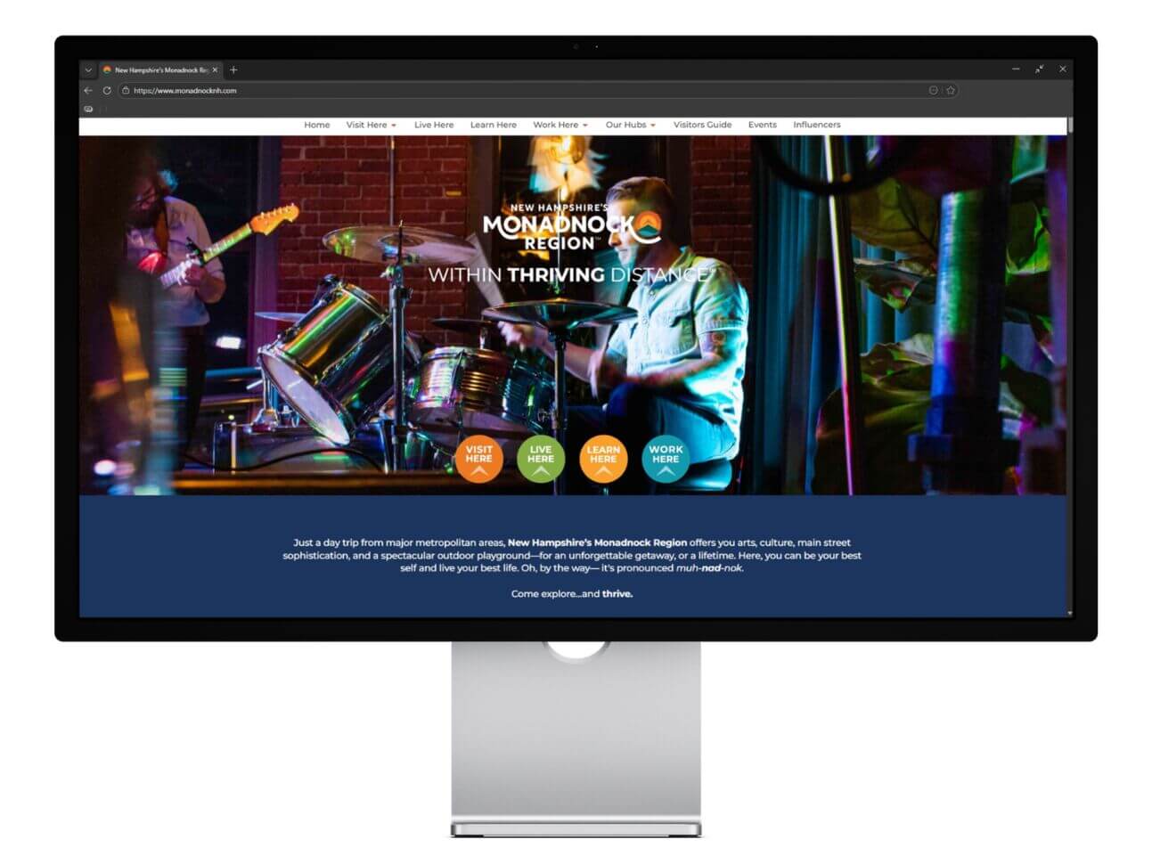 Photo of MonadnockNH.com website on computer monitor
