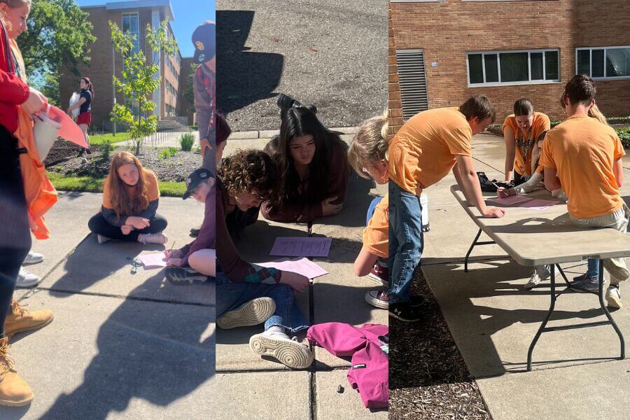 Michigan Envirothon students studying and working together