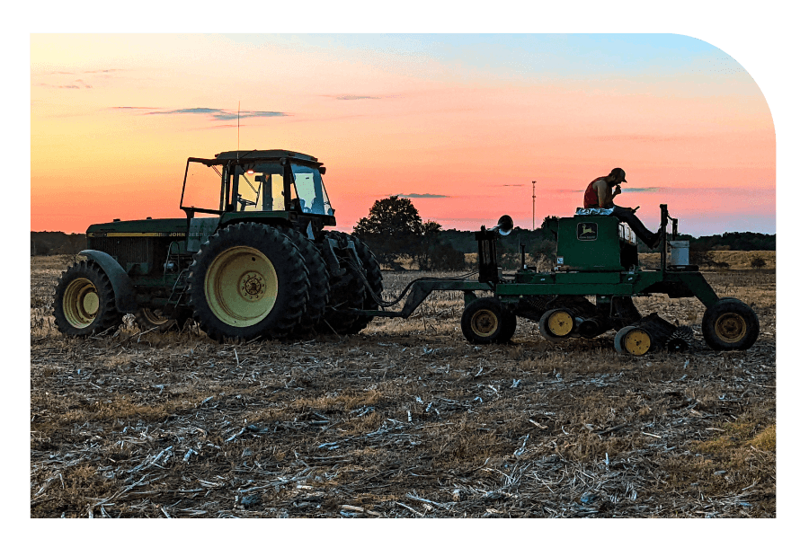 farmer on john deer tractor macd