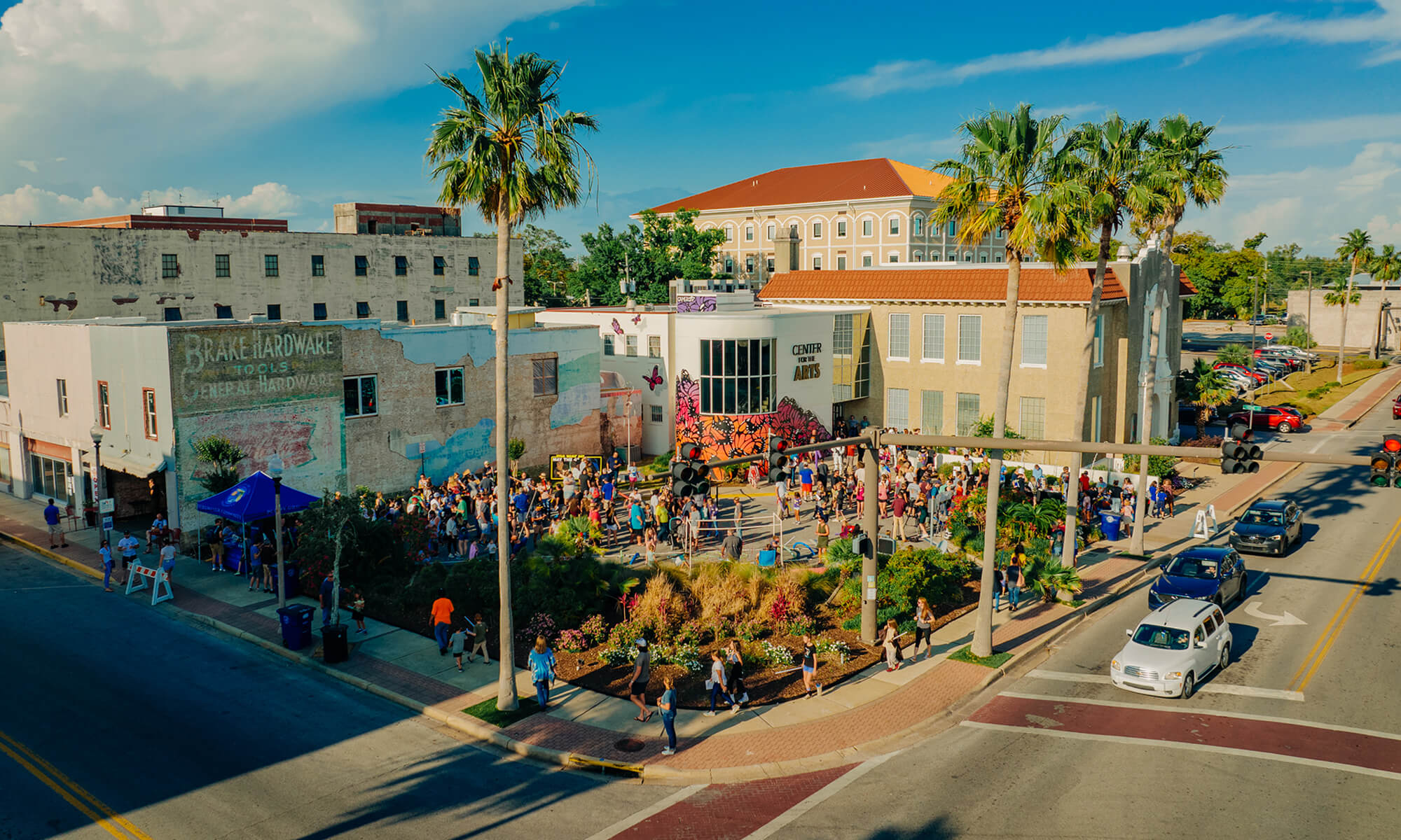 aerial of street corner