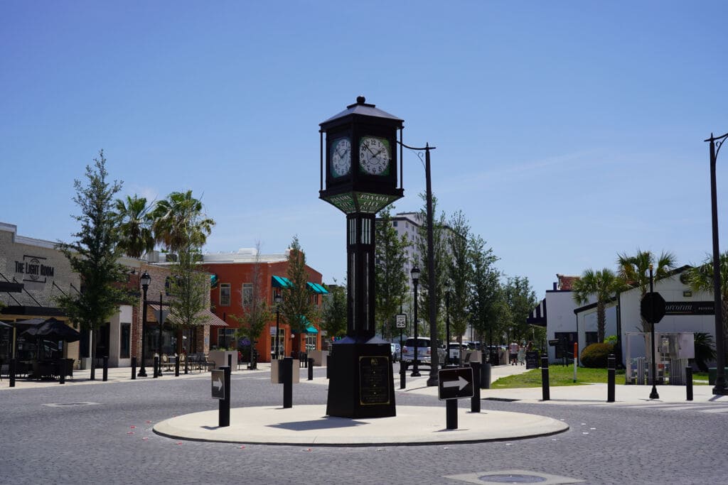 Historic clock on Harrison Avenue in Downtown Panama City, Florida