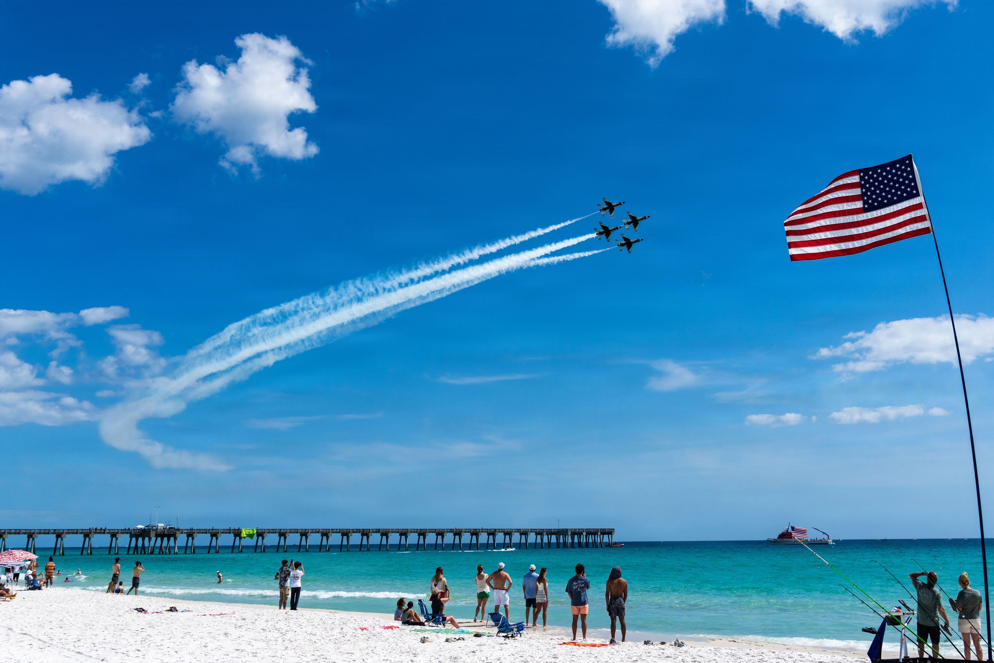 U.S. Air Force Thunderbirds flying over Panama City Beach during the Gulf Coast Salute Air Show