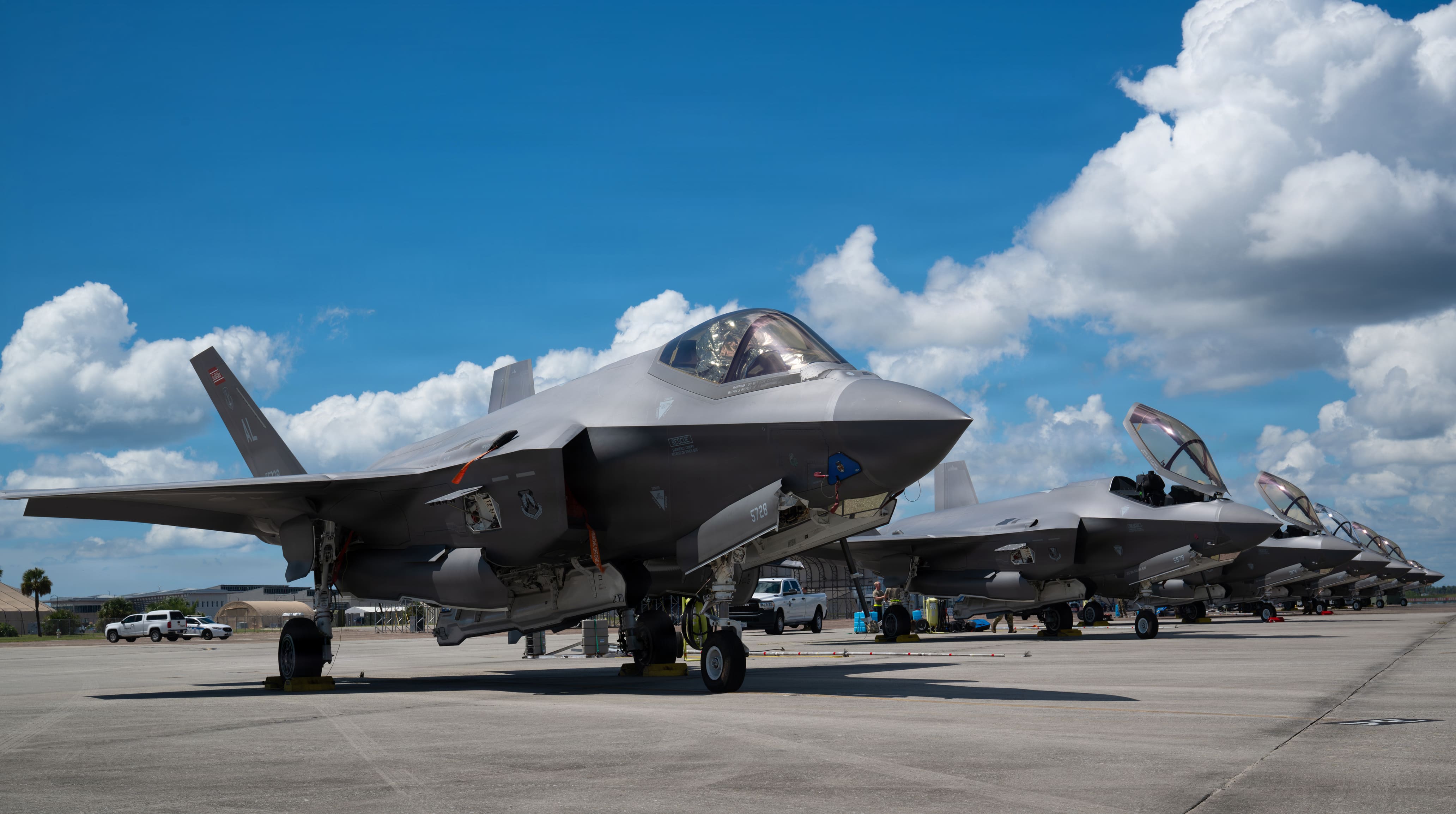 U.S. Air Force F-35 Lightning II aircraft on the flightline at Tyndall Air Force Base