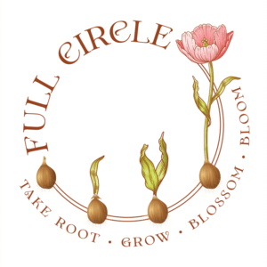 Full circle logo with bulb to bloom art