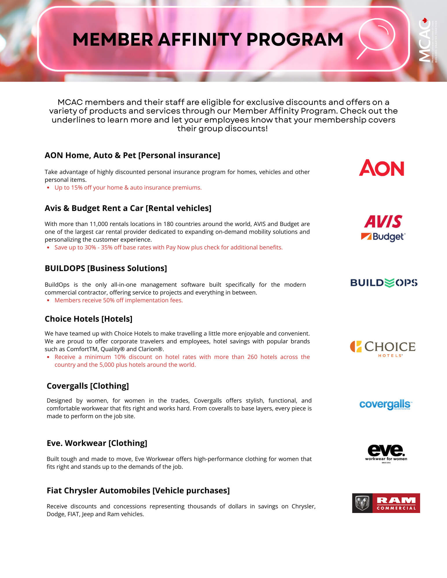 MCAC Member Affinity Program