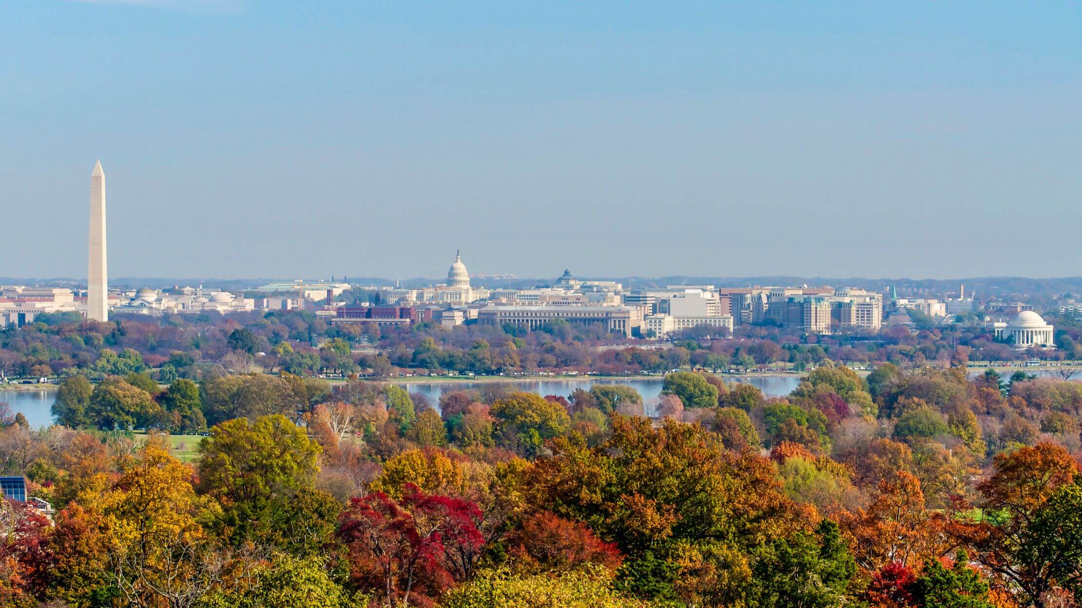 Washington, DC skyline in autumn