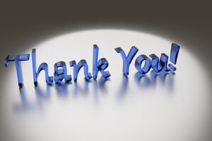 Text Thank You in a spotlight