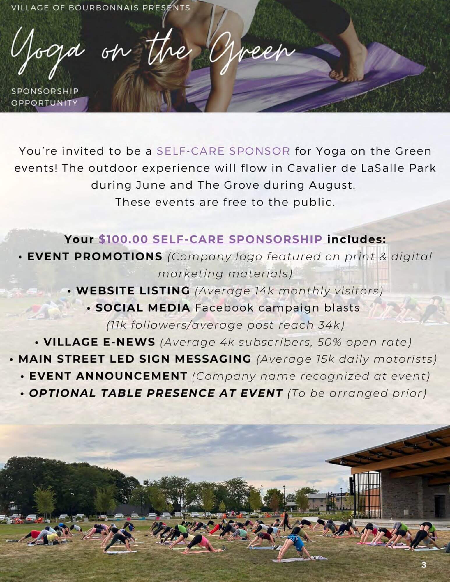 4 Village of Bourbonnais Sponsorship guide
