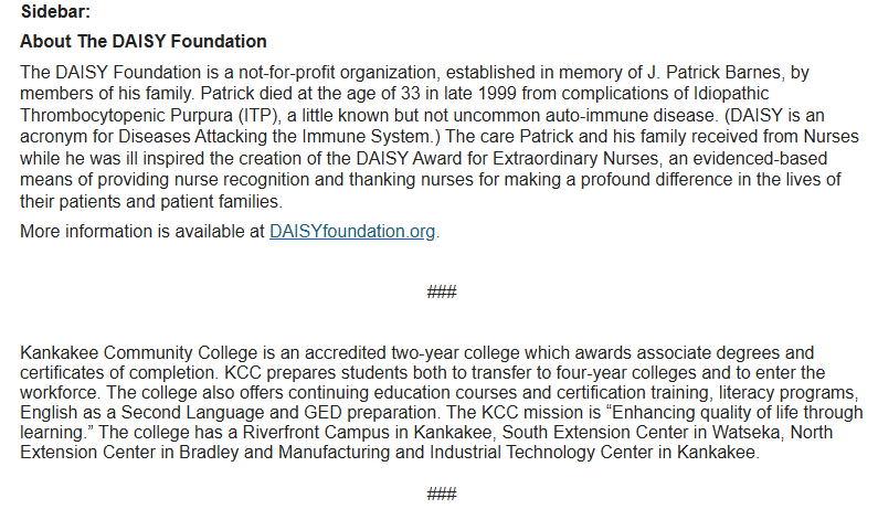 KCC Daisy Award
