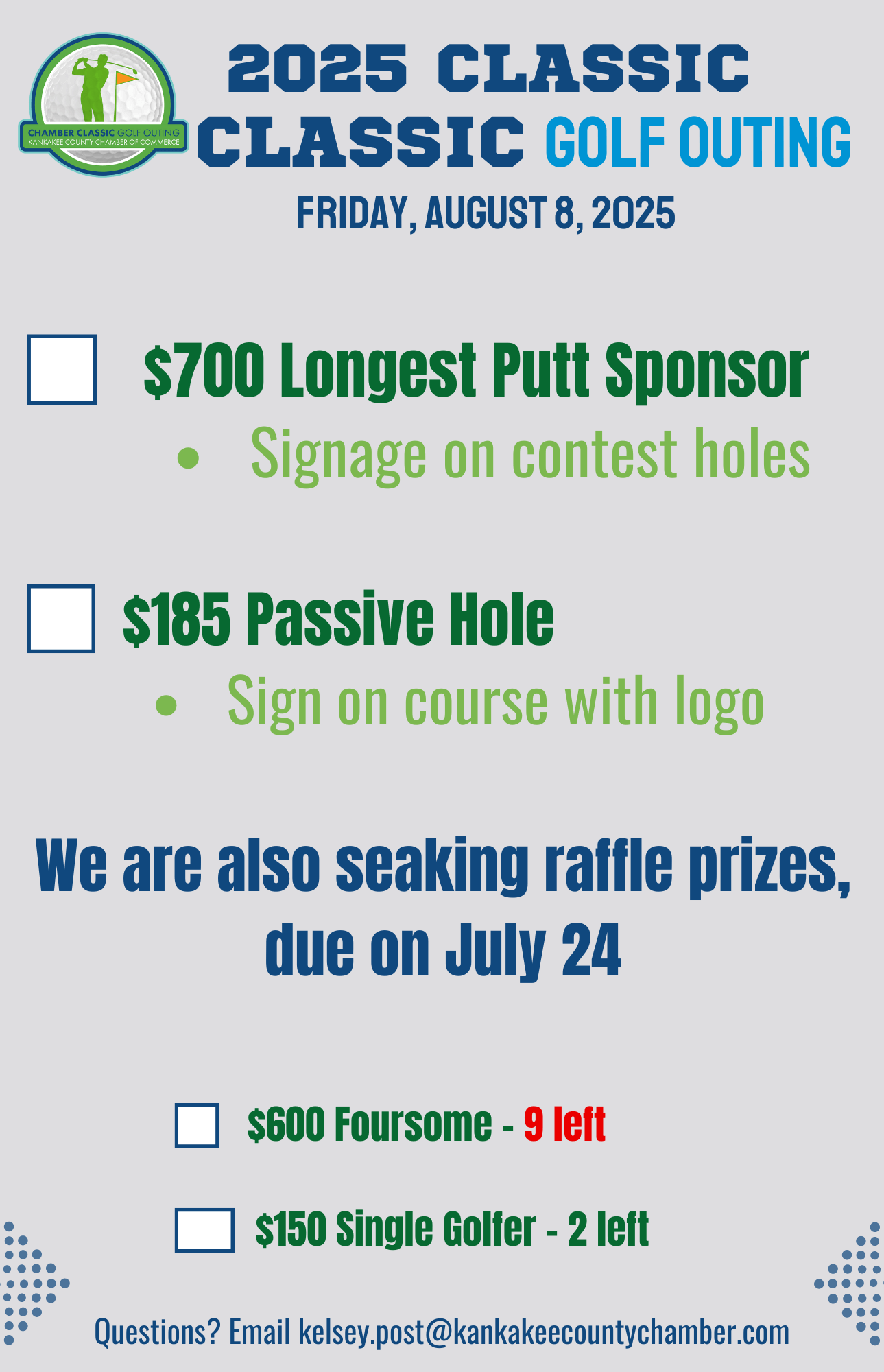 Golf Outing remaining sponsorships 7.1.25