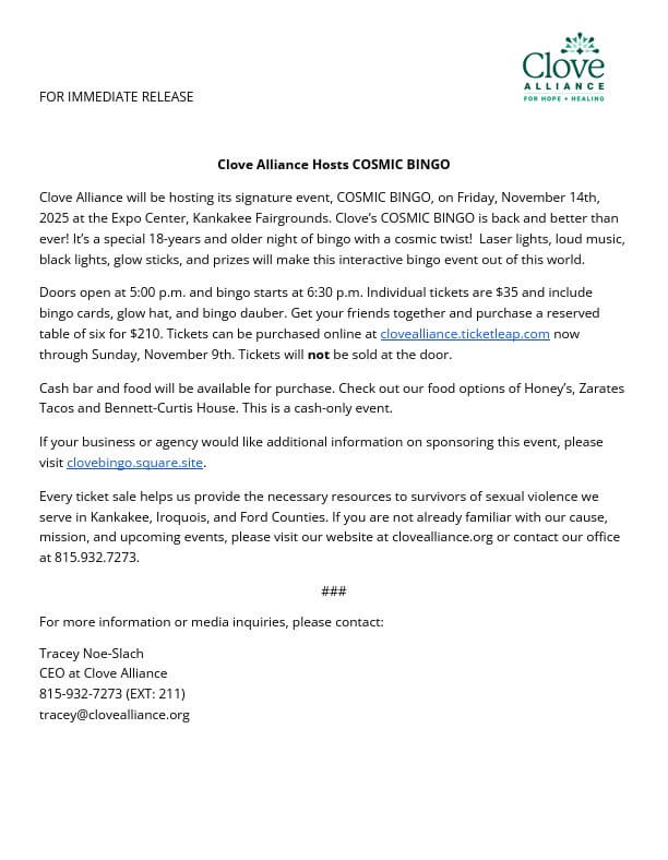 Clove alliance bingo