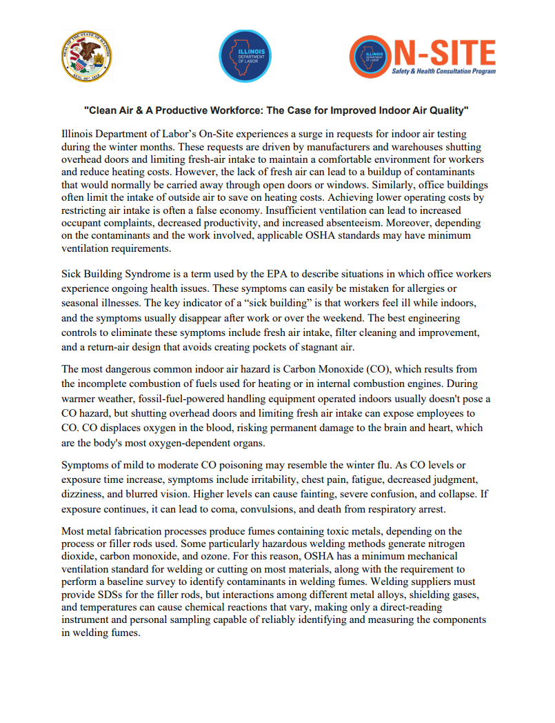 Clean Air &amp; A Productive Workforce: The Case for Improved Indoor Air Quality