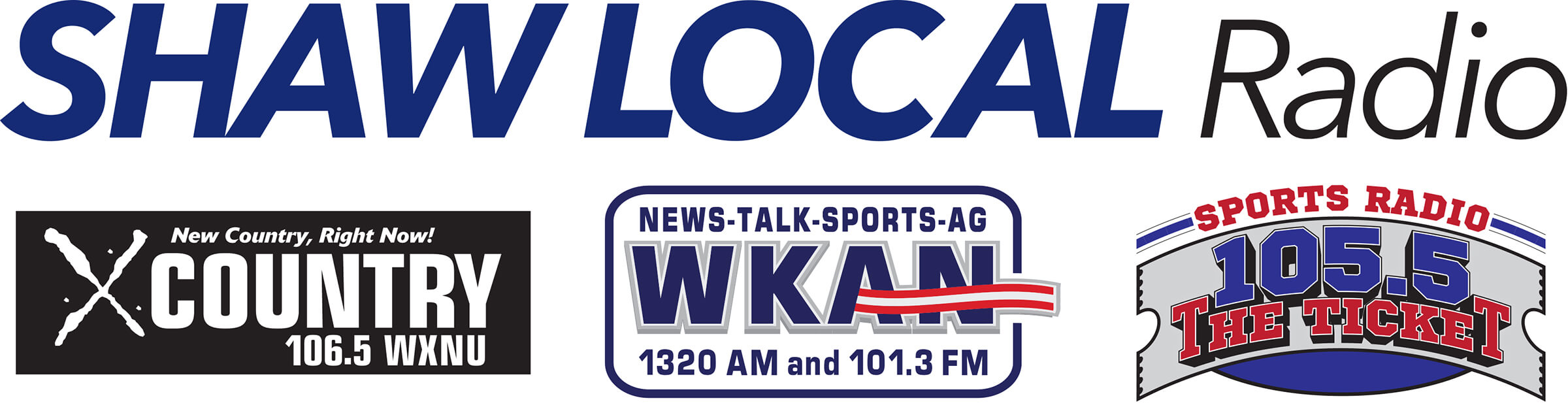 Shaw Local Radio Logo with Kankakee Station Logos