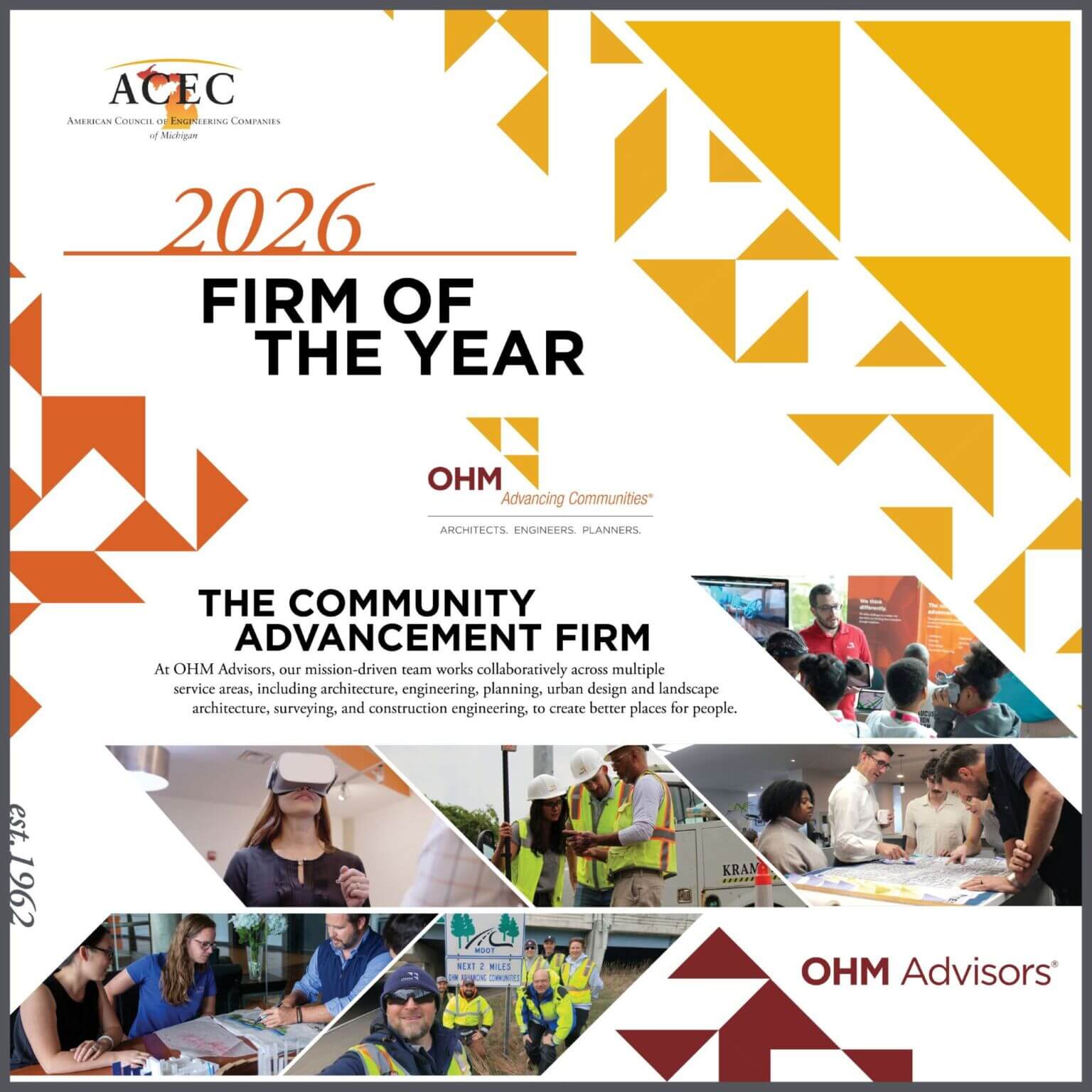 OHM Advisors - 2026 ACEC MI FOTY Board
