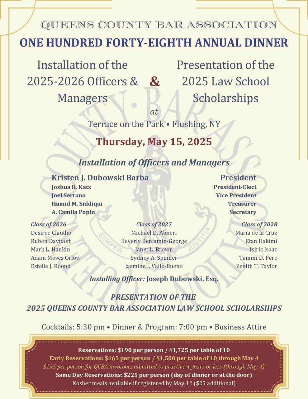 QCBA Annual Dinner Invitation 2