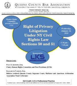 Right of Privacy Litigation under NY Civil Rights Law Sections 50 and 51