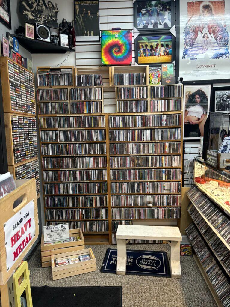 The CD wall at the Record Bin. 