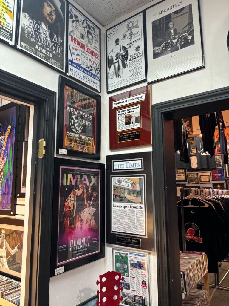 Various articles have been written about Tom and the Record Bin on display. 