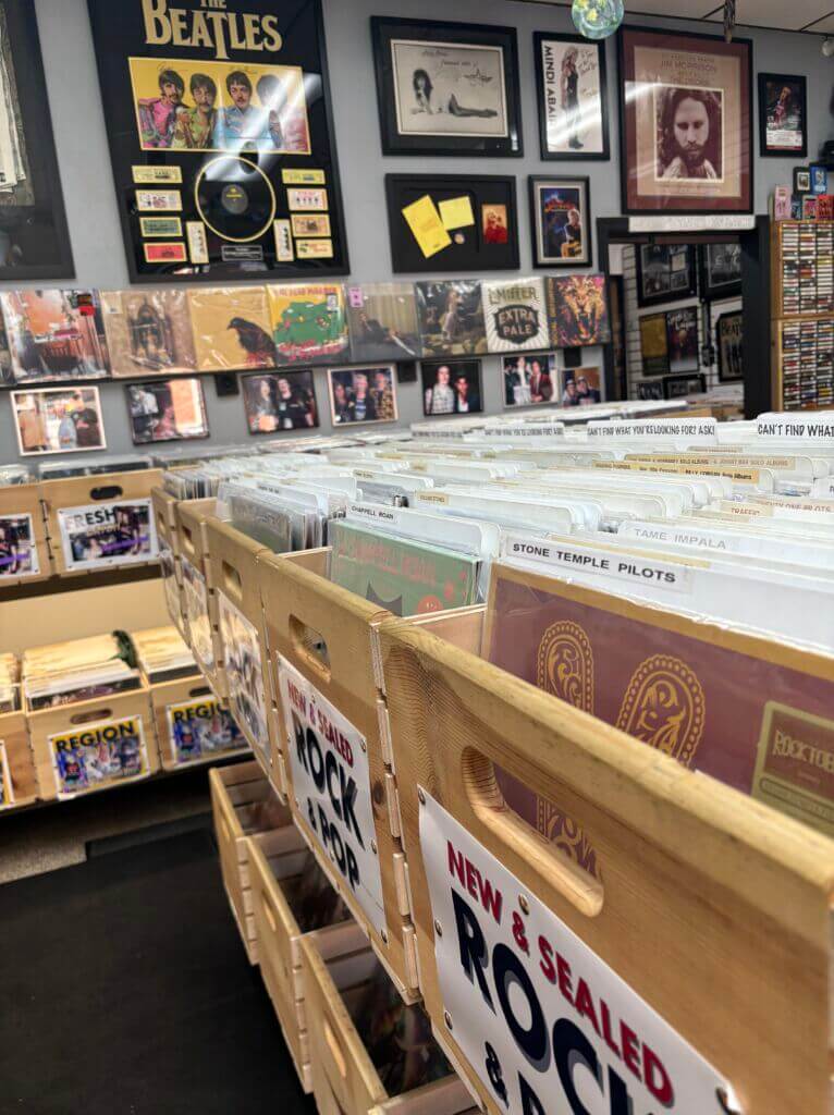 Records at the front of the store. 