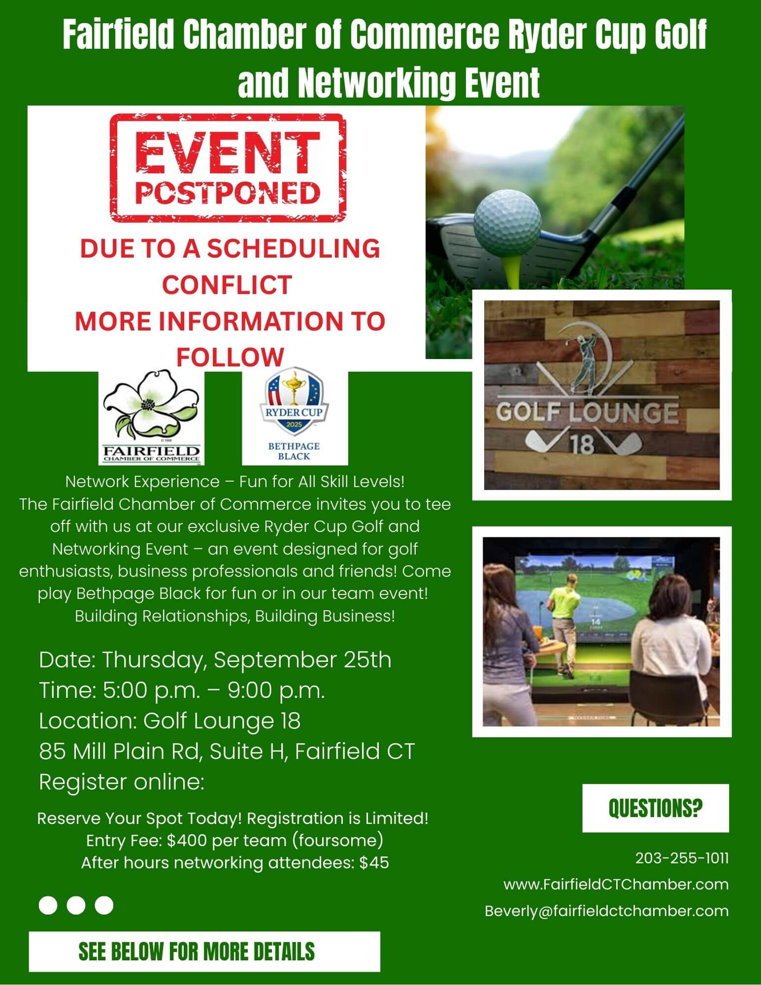 Postponed Golf and Networking event