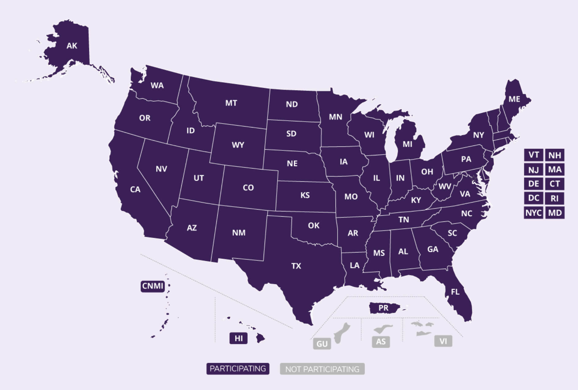 Map of participating jurisdictions in STEVE
