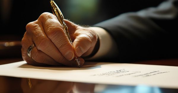 hand signing a document