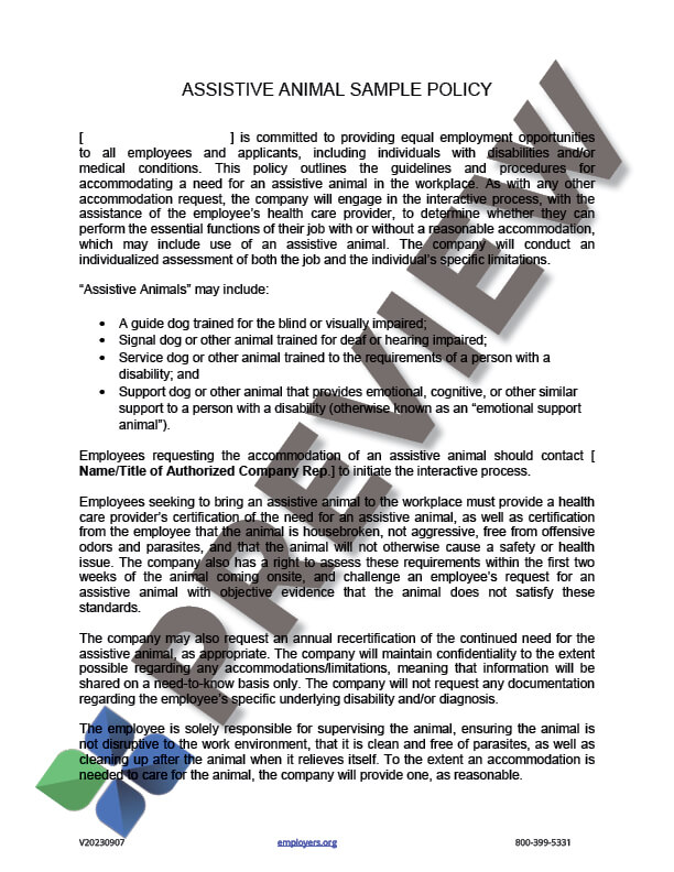 AssistiveAnimals-SamplePolicy_preview Assistive Animals - Sample Policy