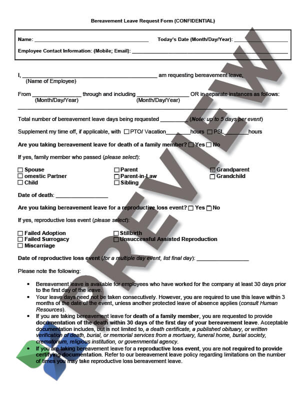 BereavementLeaveRequestForm_preview Bereavement Leave Request Form