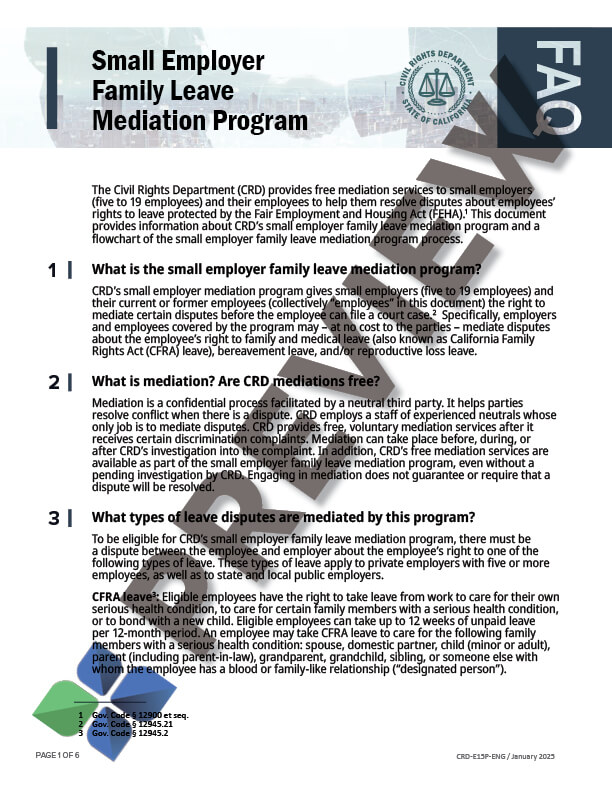 CFRA small employer mediation FAQ