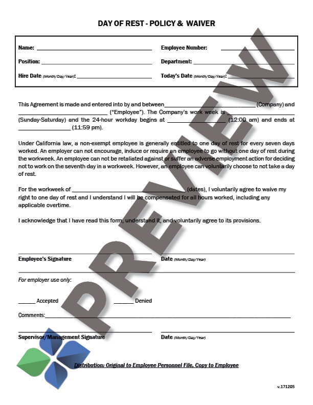 DayRest-PolicyWaiver_preview Day of Rest Policy and Waiver Form Thumbnail