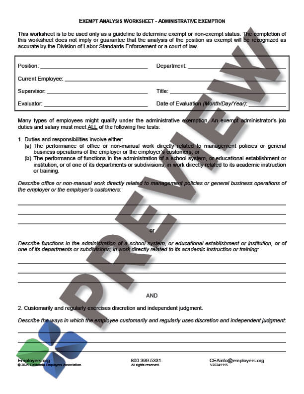 ExemptAnalysisWorksheet-Admin_preview Exempt Analysis Worksheet - Administrative