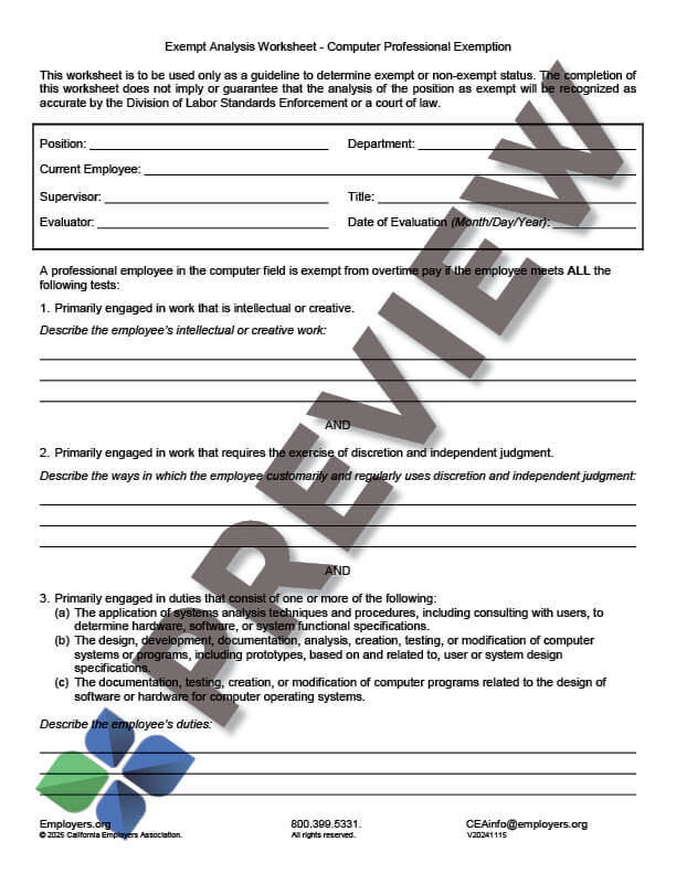 ExemptAnalysisWorksheet-ComputerProfessional_preview Exempt Analysis Worksheet - Computer Professional