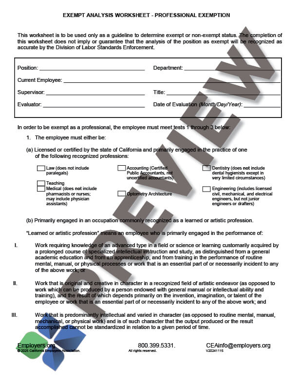 ExemptAnalysisWorksheet-ProfExemption_preview exempt analysis worksheet for professional exemption thumbnail