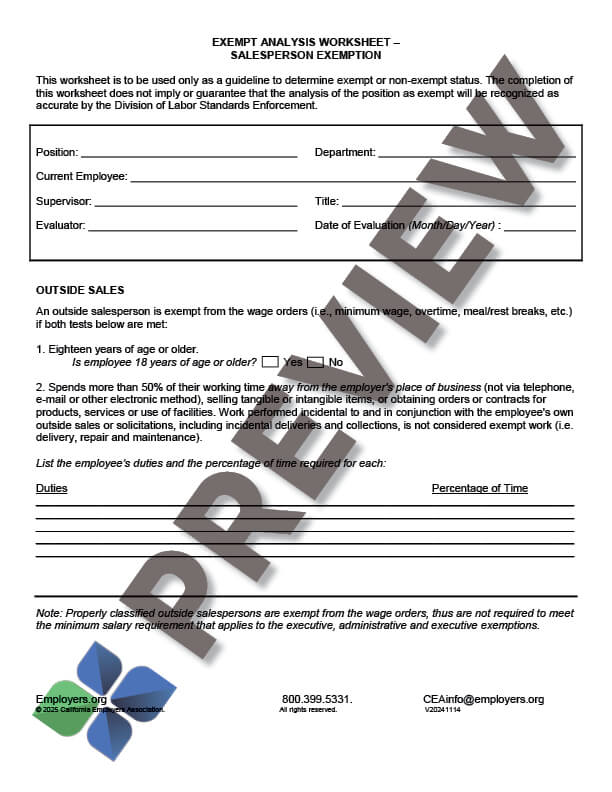 exempt analysis worksheet for salespeople thumbnail