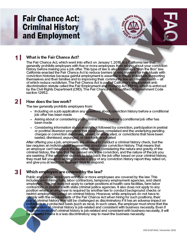 Criminal History FAQs - (CRD) English