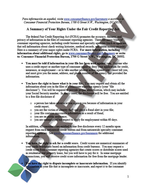 Fair Credit Report Act (FCRA)