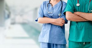Healthcare Workers in Hospital Hallway social