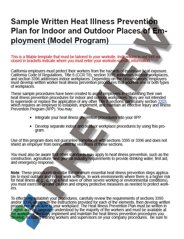 HeatIllnessPrevention_Cal-OSHA_Sample-Procedures_preview Heat Illness Prevention Cal-OSHA Sample
