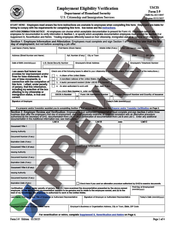 I-9 Form_preview Form I-9 Thumbnail