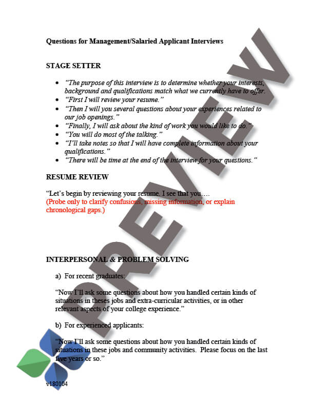 Interview Questions for Management & Exempt