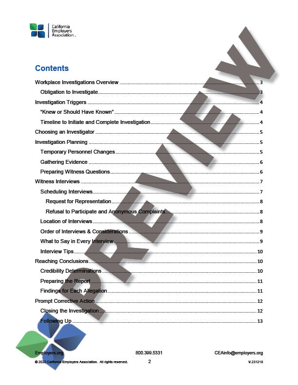 Investigations in the Workplace Tool Kit